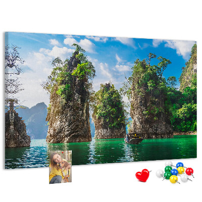 Cork memo board Lake trees nature