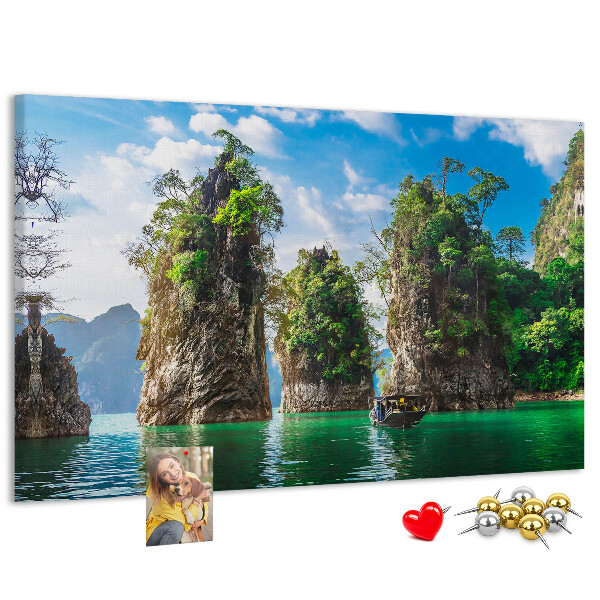 Cork memo board Lake trees nature