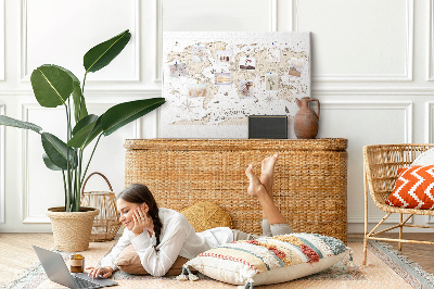 Cork display board Vintage world map
