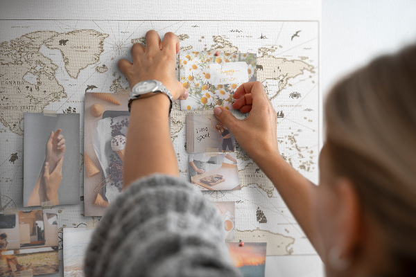Cork display board Vintage world map