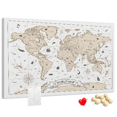 Cork display board Vintage world map