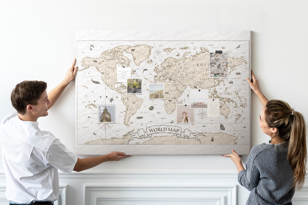 Cork display board Vintage world map