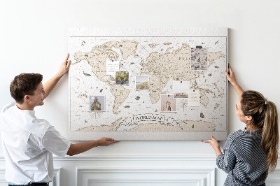 Cork display board Vintage world map