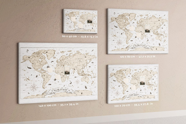 Cork display board Vintage world map