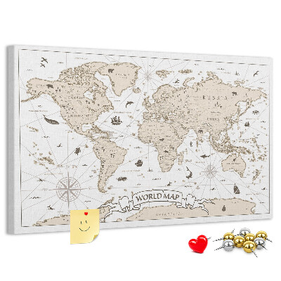 Cork display board Vintage world map
