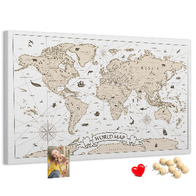 Cork display board Vintage world map