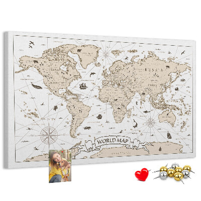 Cork display board Vintage world map