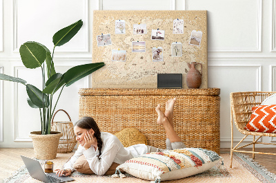 Cork memo board Vintage world map