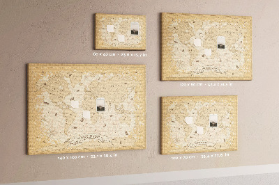 Cork memo board Vintage world map