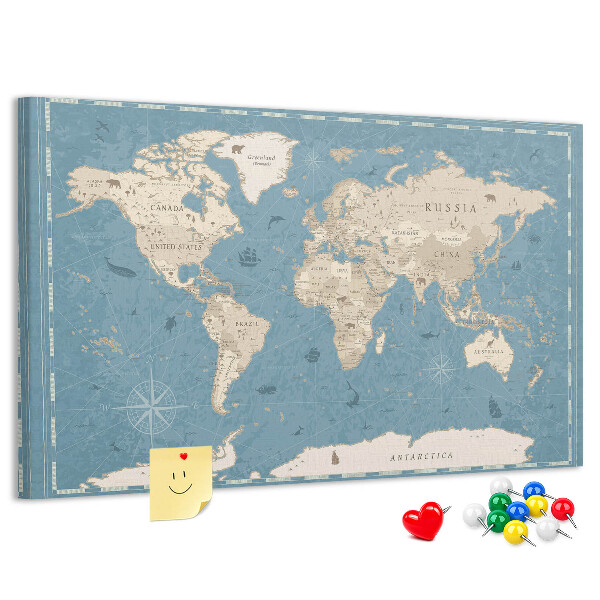 Cork board Vintage world map