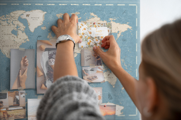 Cork board Vintage world map