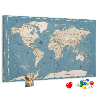 Cork board Vintage world map