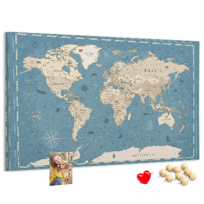 Cork board Vintage world map