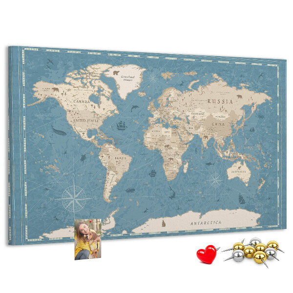 Cork board Vintage world map