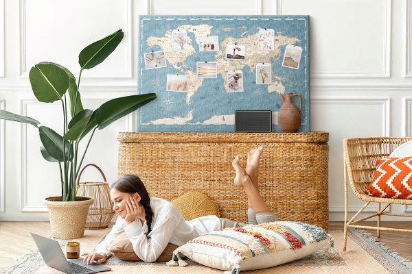 Cork board Vintage world map