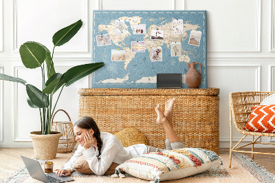 Cork board Vintage world map