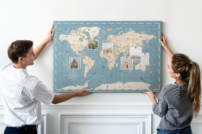 Cork board Vintage world map