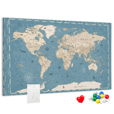 Cork board Vintage world map
