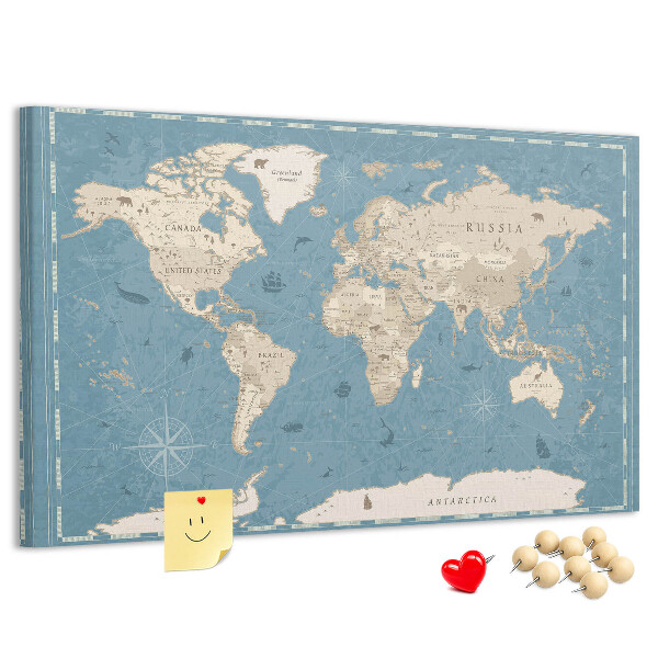 Cork board Vintage world map
