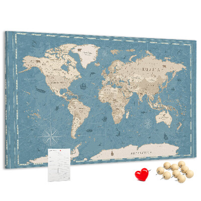 Cork board Vintage world map