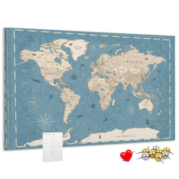Cork board Vintage world map