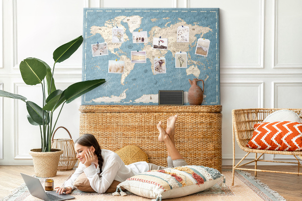 Cork board Vintage world map