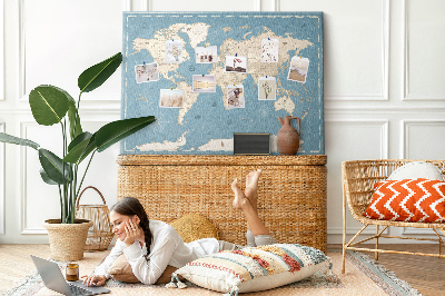 Cork board Vintage world map
