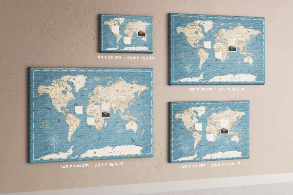 Cork board Vintage world map