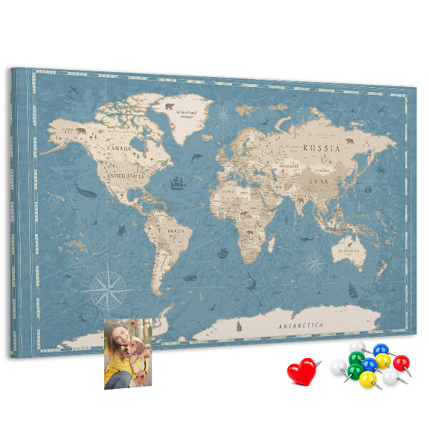 Cork board Vintage world map