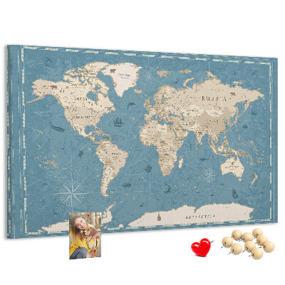 Cork board Vintage world map