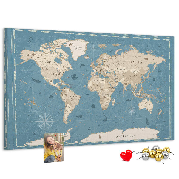 Cork board Vintage world map