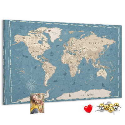 Cork board Vintage world map