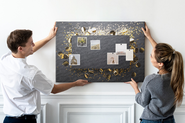 Cork memo board Gold confetti