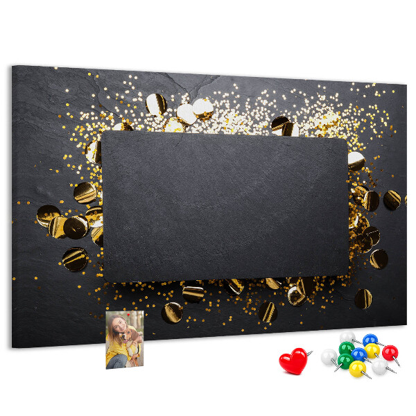Cork memo board Gold confetti