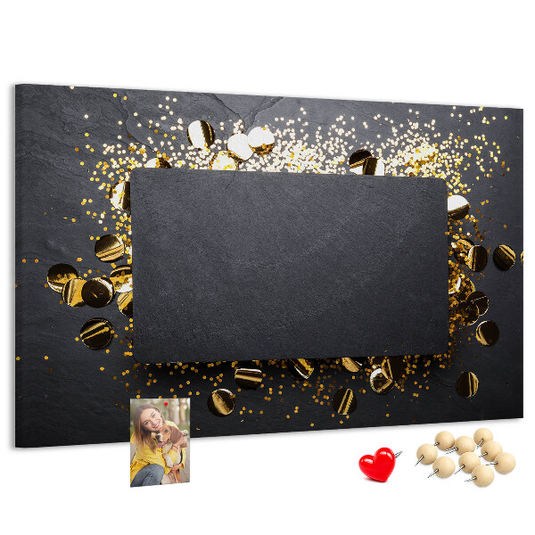Cork memo board Gold confetti