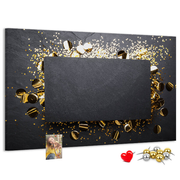Cork memo board Gold confetti