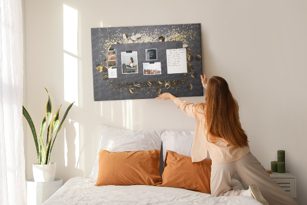 Cork memo board Gold confetti