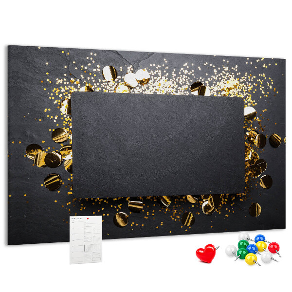 Cork memo board Gold confetti