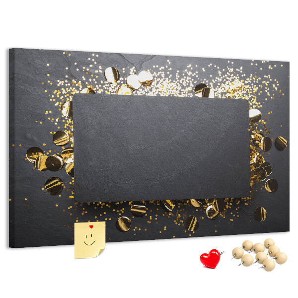 Cork memo board Gold confetti