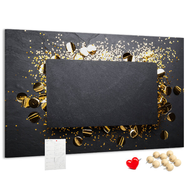 Cork memo board Gold confetti
