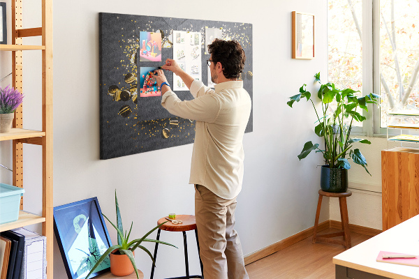 Cork memo board Gold confetti