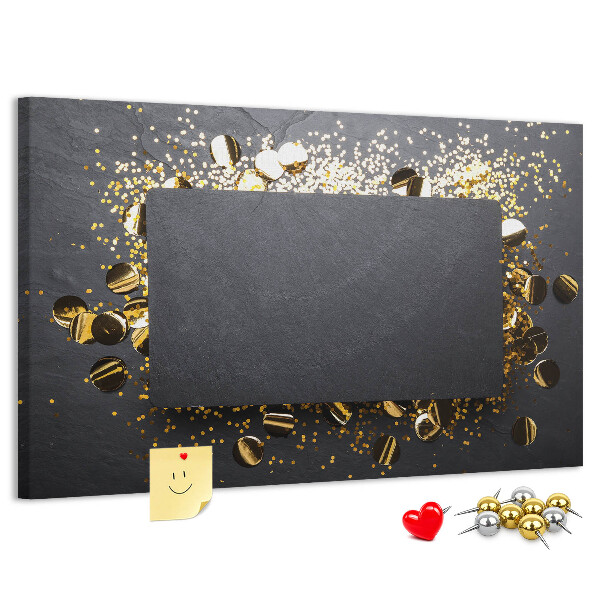 Cork memo board Gold confetti