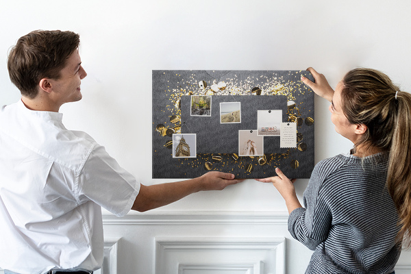 Cork memo board Gold confetti