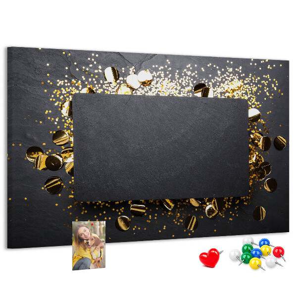 Cork memo board Gold confetti