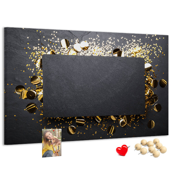 Cork memo board Gold confetti