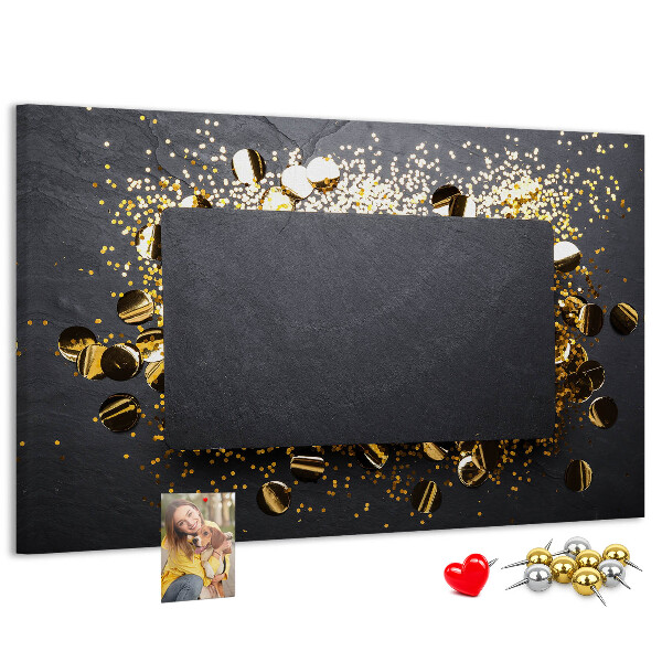 Cork memo board Gold confetti