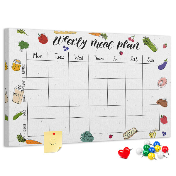 Cork display board Weekly menu
