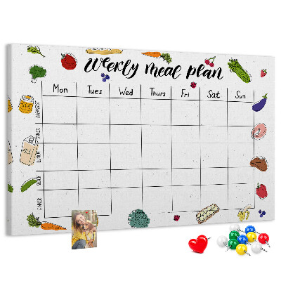 Cork display board Weekly menu