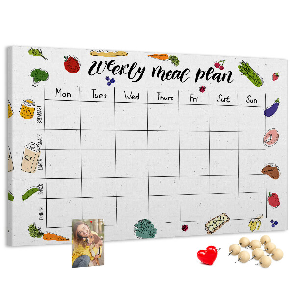 Cork display board Weekly menu