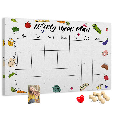 Cork display board Weekly menu